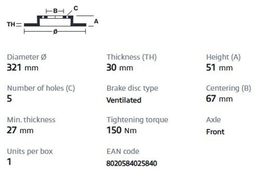 Brembo 09.A971.11 Prime UV Coated Vented Brake Rotors - Front Pair gallery