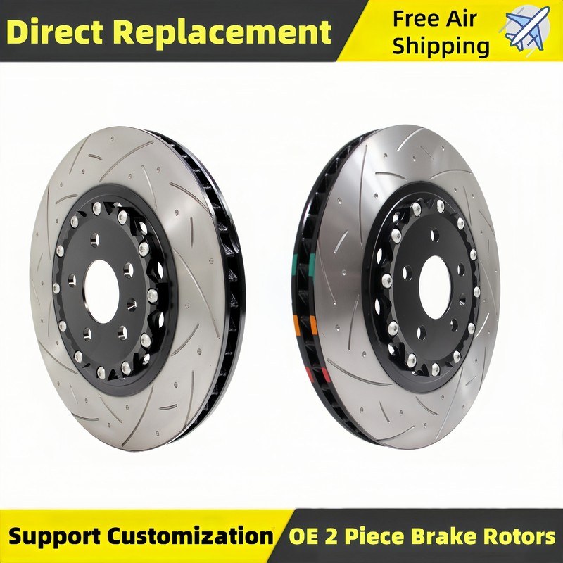 Front Disc 2 Pieces Floating Slotted Brake Rotors for BMW E60 E63 E64 M