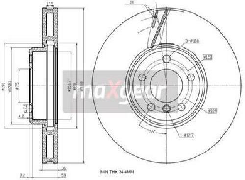 2x Original MAXGEAR Bremsscheibe 19-3234 für BMW