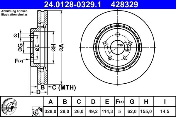 2 x Brake Disc ATE 24.0128-0329.1 for Toyota RAV 4V Camry gallery