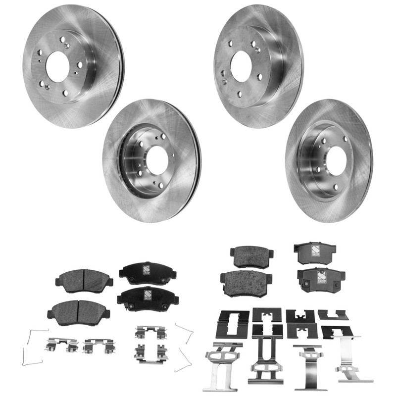 Brake Disc and Ceramic Pad Kit For 2009-2011 Honda Civic Front and Rear