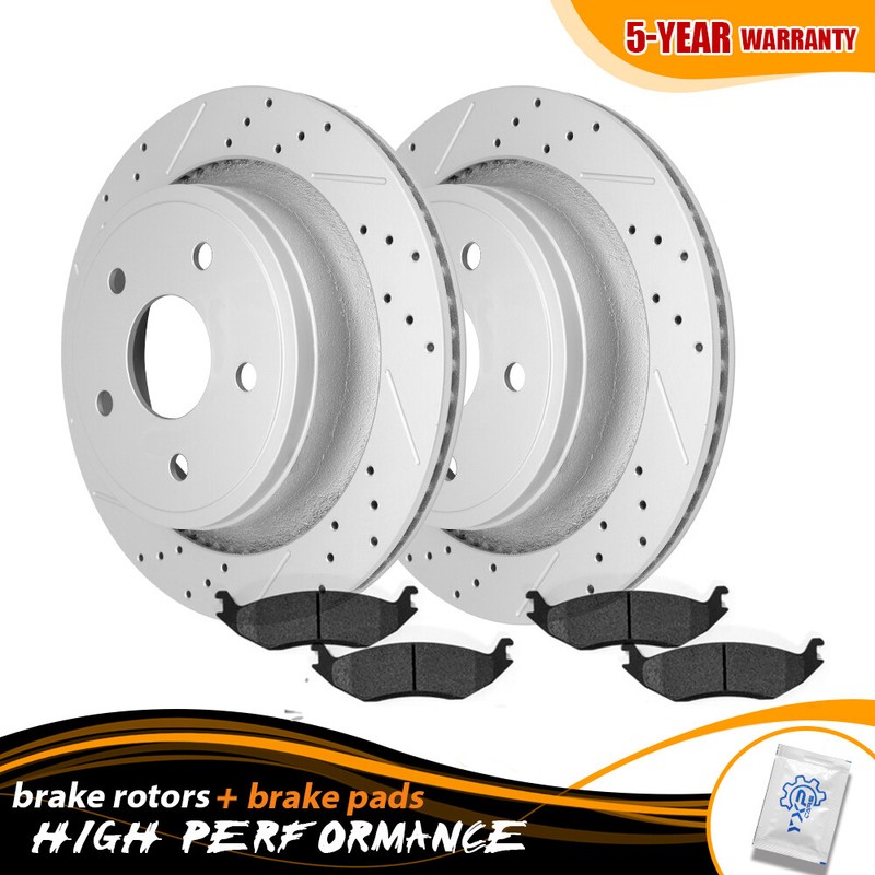 Rear Disc Rotors & Ceramic Brake Pads for Dodge Ram 1500 Durango Chrysler Aspen