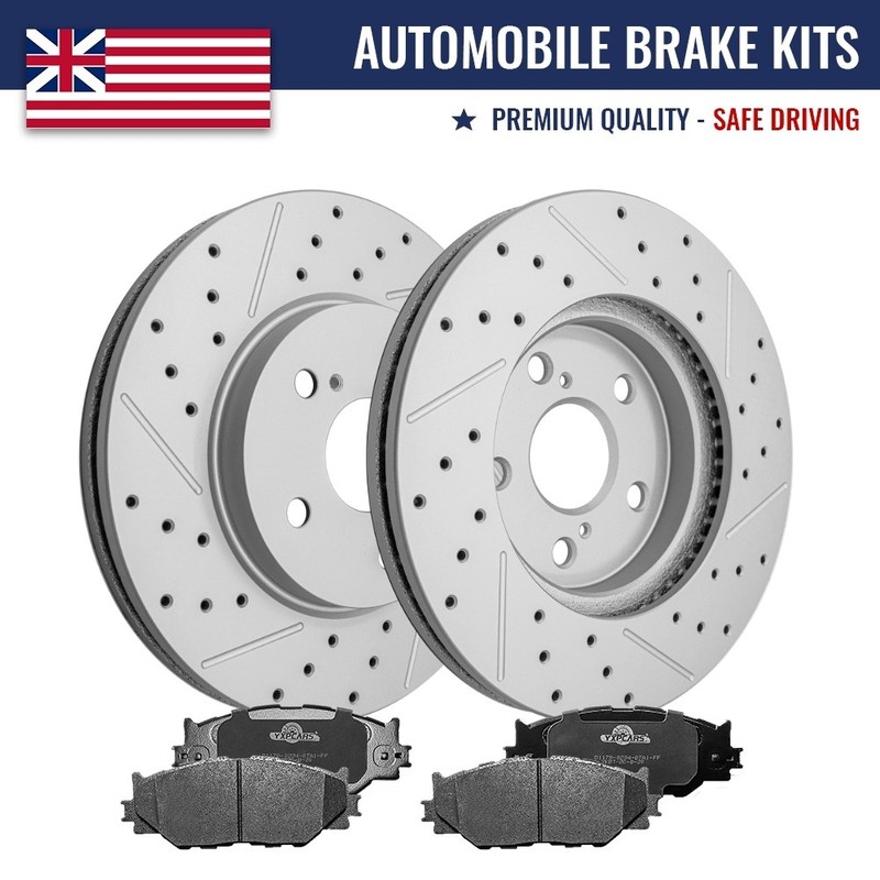 Front Drilled Slotted Rotors Ceramic Brake Pad for 2006-2015 Lexus IS250