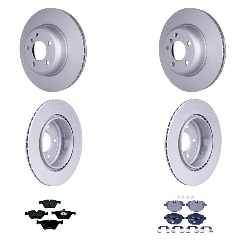 Hella Front Rear Rotors Low-Met Disc Brake Pad Kit For F10 528i xDrive Base
