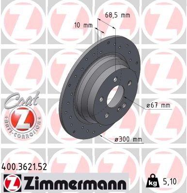 Zimmermann 400.3621.52 Brake Disc for Mercedes-Benz, Mercedes-Benz (BBDC)