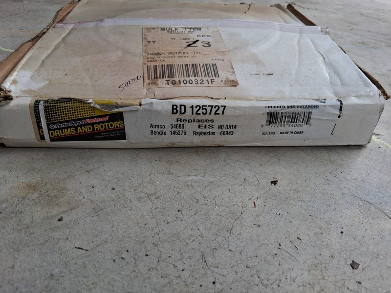 Parts Depot P/N BD125727 Front Disc Brake Rotor New In Original Packaging (Set)