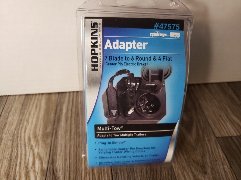 Hopkins 47575 Plug-In Adapter Vehicle To Trailer 7 blade to 6 Round & 4 Flat