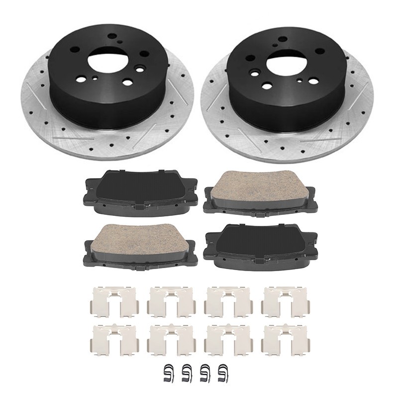 Toyota Avalon Camry Lexus ES350 2013-2017 Rear Drilled Rotors & Brake Pads