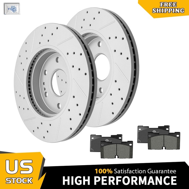 Front Drilled Rotors + Ceramic Pads For Cadillac Suburban Tahoe GMC Sierra 1500