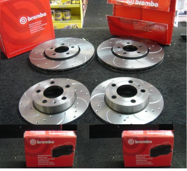 VW GOLF MK4 1998-04 BREMBO DRILLED GROOVED BRAKE DISC PAD FRONT REAR 288MM 232MM