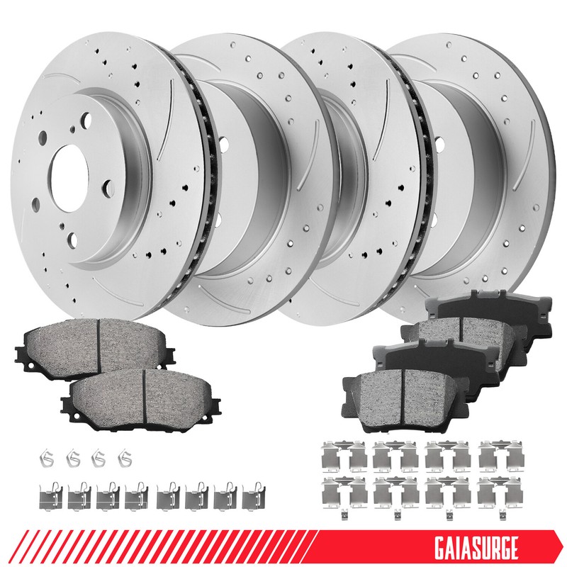Front & Rear Drilled Rotors Brake Pads for 2006 2007 2008-2018 Toyota Rav4 5LUGS