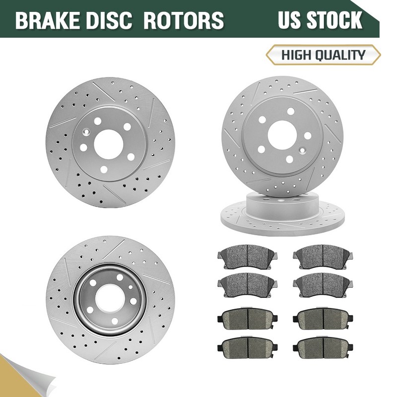 Front Rear Drilled Rotors Ceramic Brake Pads for Chevy Cruze Limited Sonic