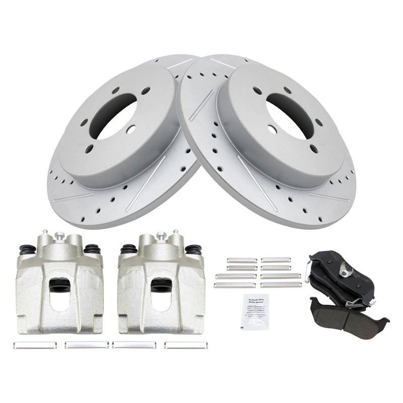 TRQ Rear Ceramic Brake Pad Performance Rotor & Caliper Kit for Ford Explorer gallery
