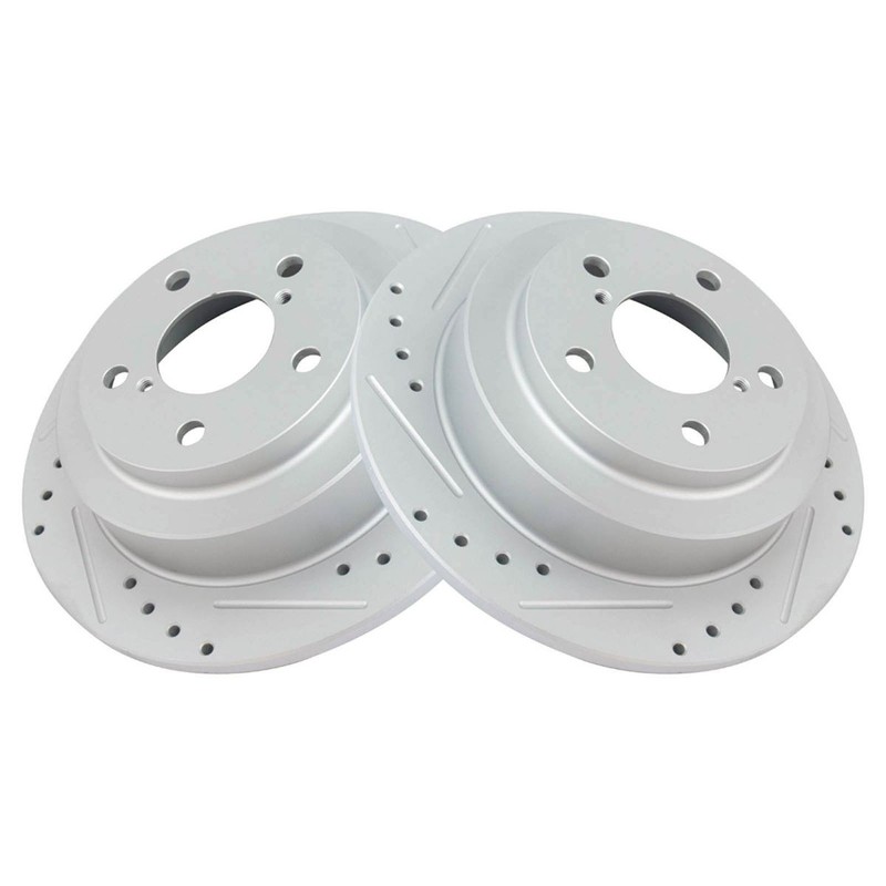 Rear Performance Drilled & Slotted Brake Rotor & Posi Ceramic Pad Set gallery