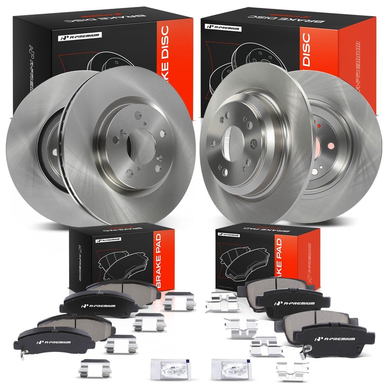 A-Premium Front & Rear Disc Brake Rotors & Ceramic Pads for Acura TL 2009-2012
