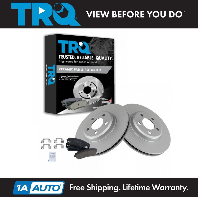 TRQ Front Ceramic Brake Pads & G-Coated Rotors Kit for Chrysler Dodge New