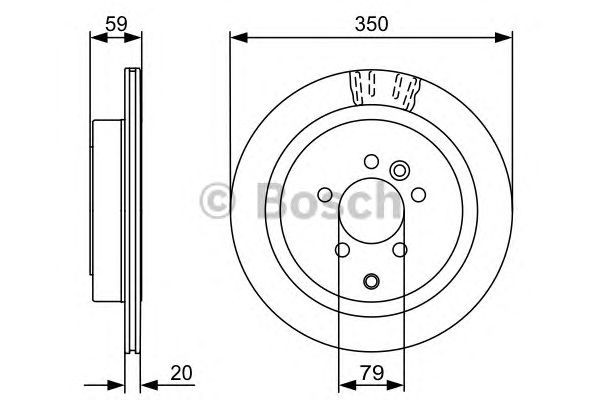 Bosch Brake Disc Rear Diameter 350mm 79mm Vented 20mm 0986479492