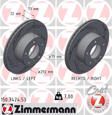 Zimmermann 150.3424.53 Brake Disc for BMW, BMW (Brilliance)