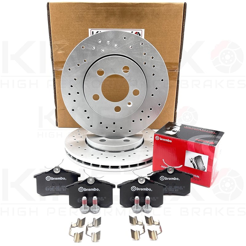 FOR SEAT TOLEDO 2.3 V5 20V MK2 00-03 REAR DRILLED BRAKE DISCS BREMBO PADS 256mm