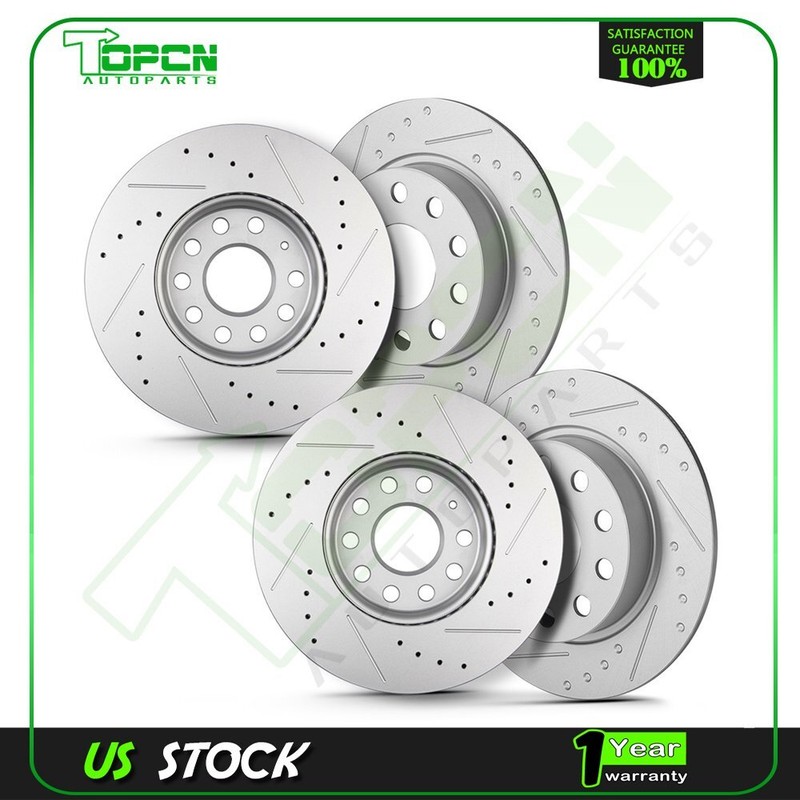 Front And Rear Brake Disc Rotors Slotted For Volkswagen Beetle Volkswagen Golf