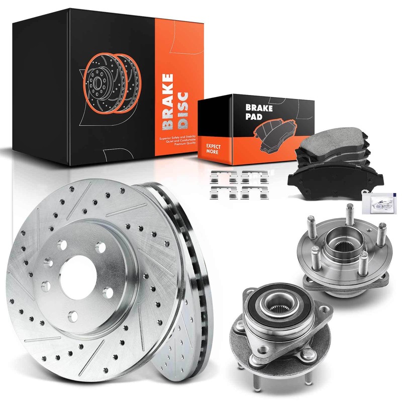Drilled Brake Rotors Pads Wheel Hub Bearing for Chevrolet Cruze 2011-2015 Front