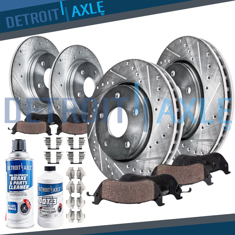 260mm Front & Rear DRILLED Rotor Ceramic Brake Pad for 1993-1996 Subaru Impreza