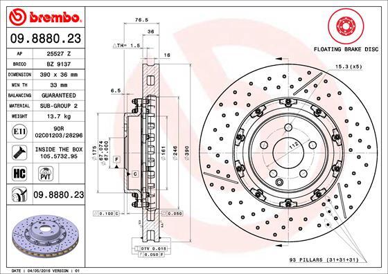 2x Brembo Brake Disc Two-Piece Floating Discs Line 09.8880.23 gallery