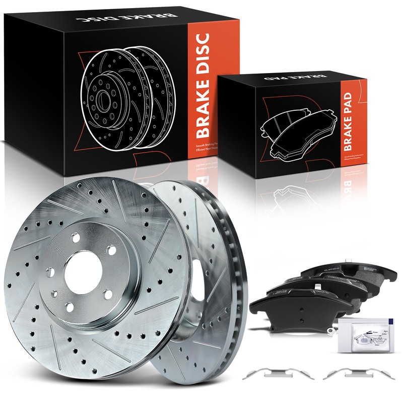 Front Drilled Rotors & Ceramic Brake Pads for Ford Fusion 2013-2020 Lincoln MKZ