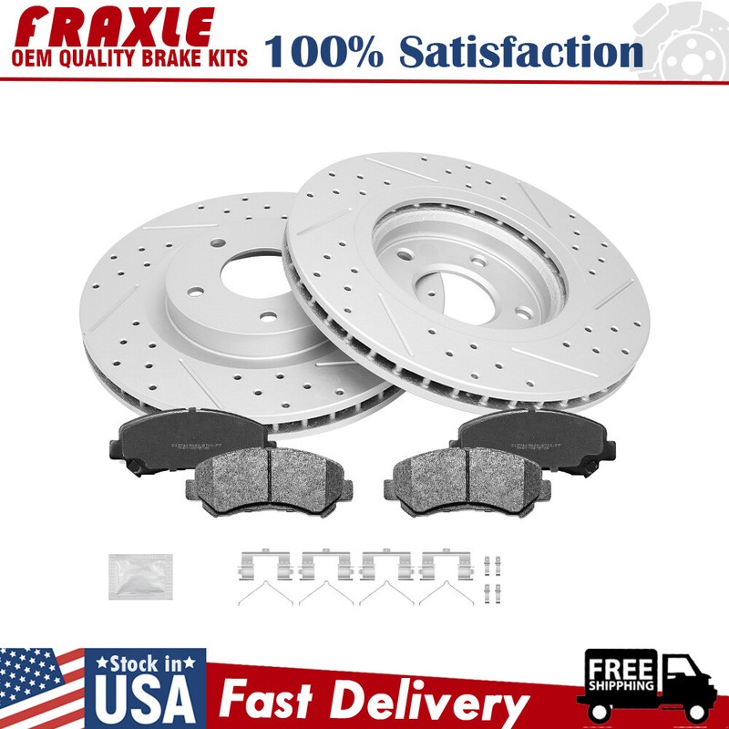 Front Drilled Brake Rotors and Ceramic Brake Pads for 2008 – 2013 Nissan Rogue