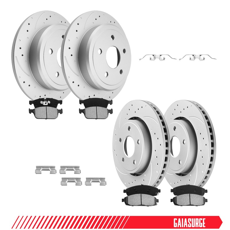 For 2005-2010 Jeep Grand Cherokee Commander Front and Rear Brake Rotors & Pads