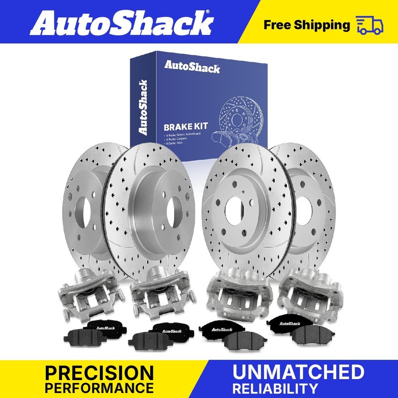 Front Rear Drilled Slotted Brake Rotors Pads Calipers for Nissan, Murano 11-14