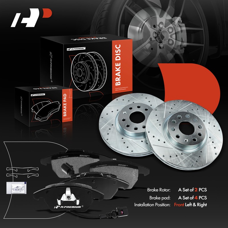 A-Premium Front Drilled Brake Rotors & Ceramic Pads for Volkswagen Jetta 05-18 gallery