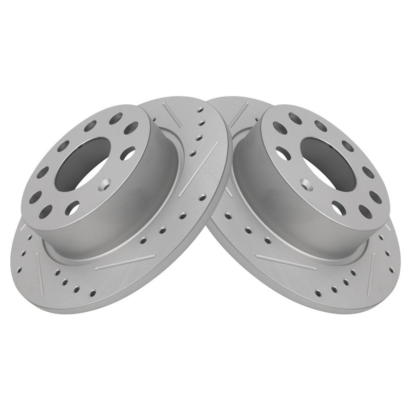 TRQ Performance Rear Drilled Slotted Coated Brake Rotor Set for VW Audi gallery