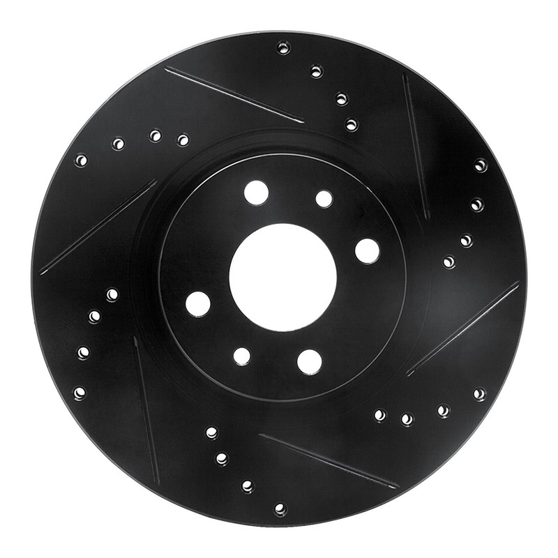 R1 633-07004R Drilled & Slotted Front Right Brake Rotor for 2012-2019 Fiat 500