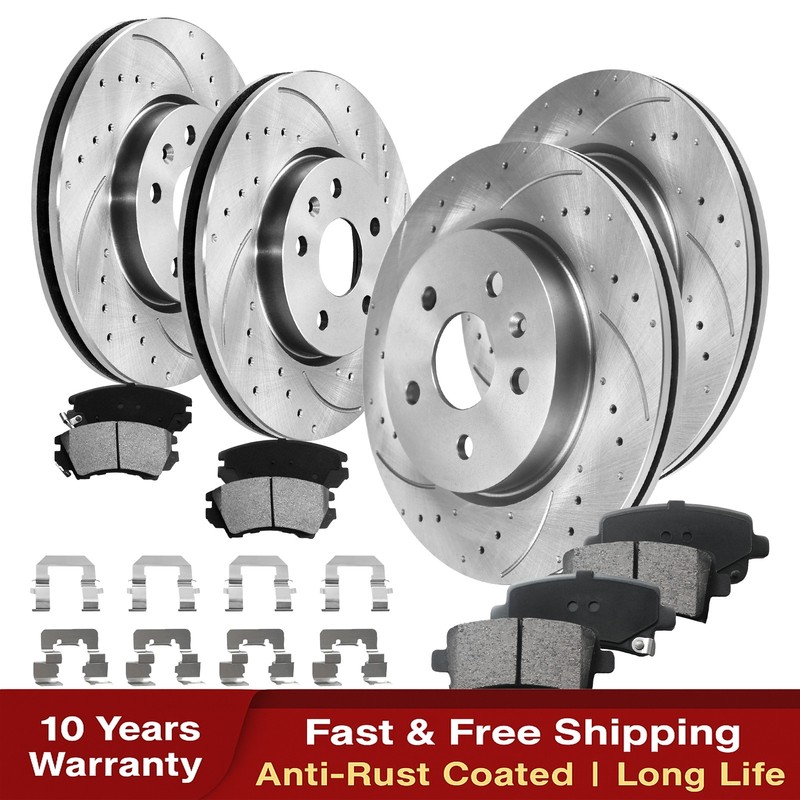 Front Rear Drilled Disc Rotors Brake Pads Kit for 2014 – 2020 Chevrolet Impala