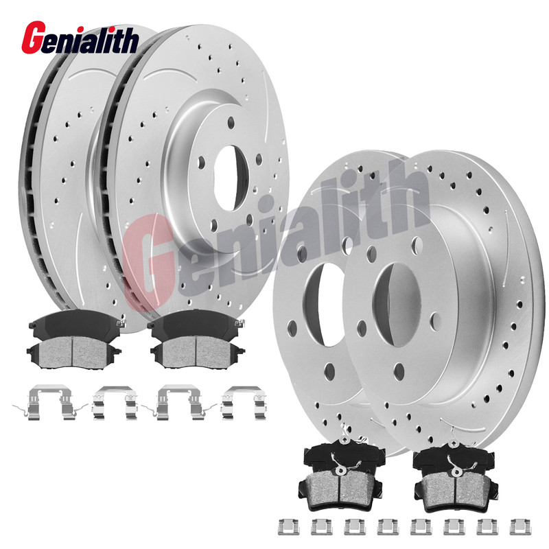 5-Lugs Front And Rear Drilled Rotors Ceramic Brakes Pads for 99-04 Ford Mustang
