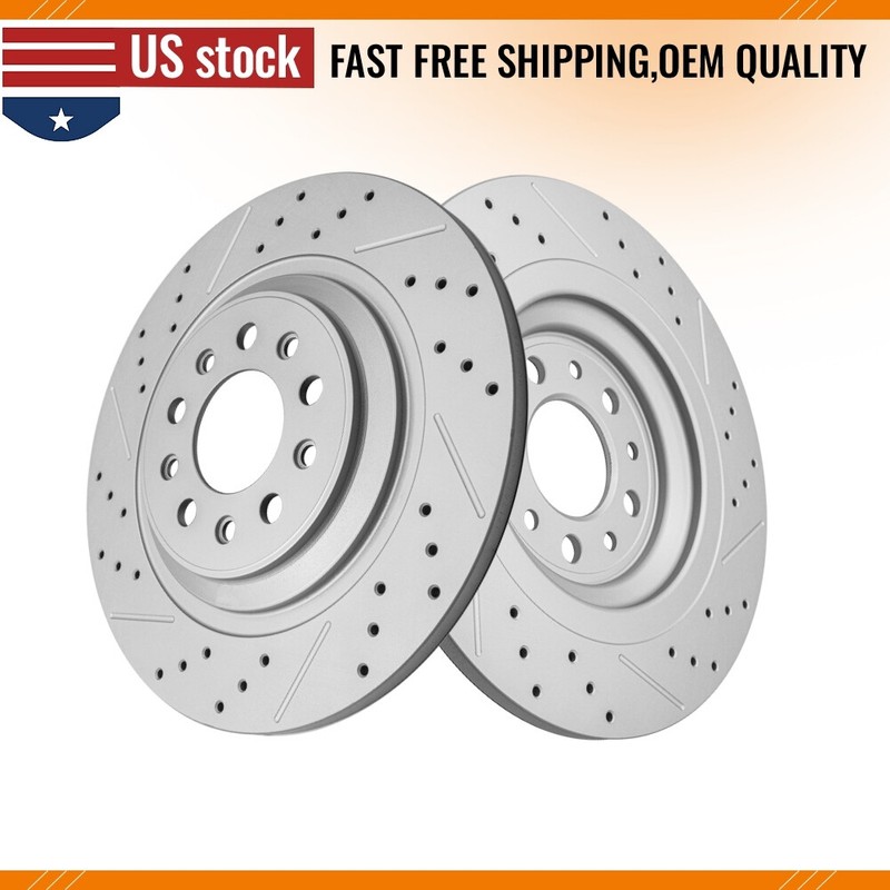 For Jeep Cherokee with Dual Piston Front Caliper Rear Drilled Brake Rotor Set