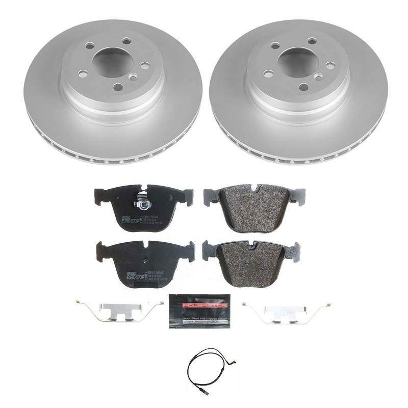 – Rear Euro-Stop High-Carbon Coated Rotors, ECE-R90 Brake Pads + Hardware Kit fo
