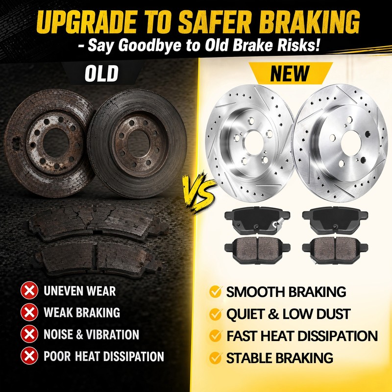 Front and Rear Drilled Brake Rotor and Ceramic Brake Pad for Lexus CT200h Toyota gallery