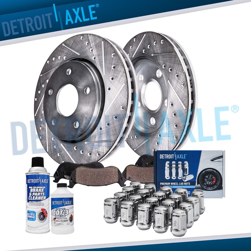 Front Drilled Rotors Brake Pads 20pc Lugnuts for Legacy Impreza Forester Outback