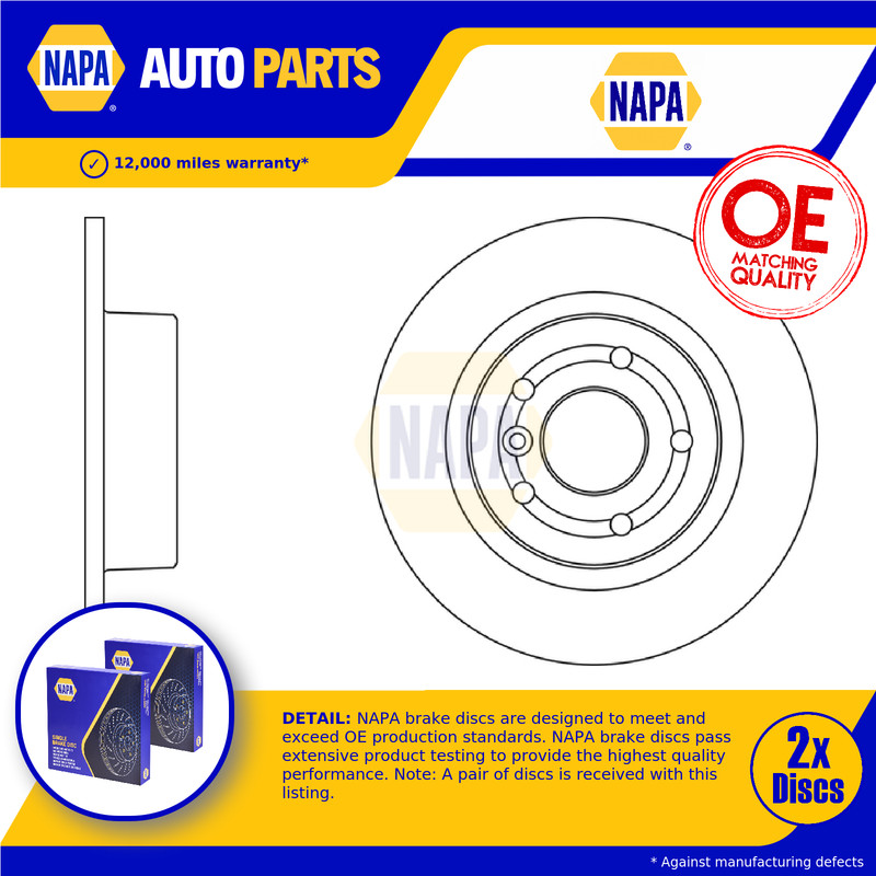 2x Brake Discs Pair Solid Rear 304mm NBD5721 NAPA Set NTC8781 SDB000210 Quality
