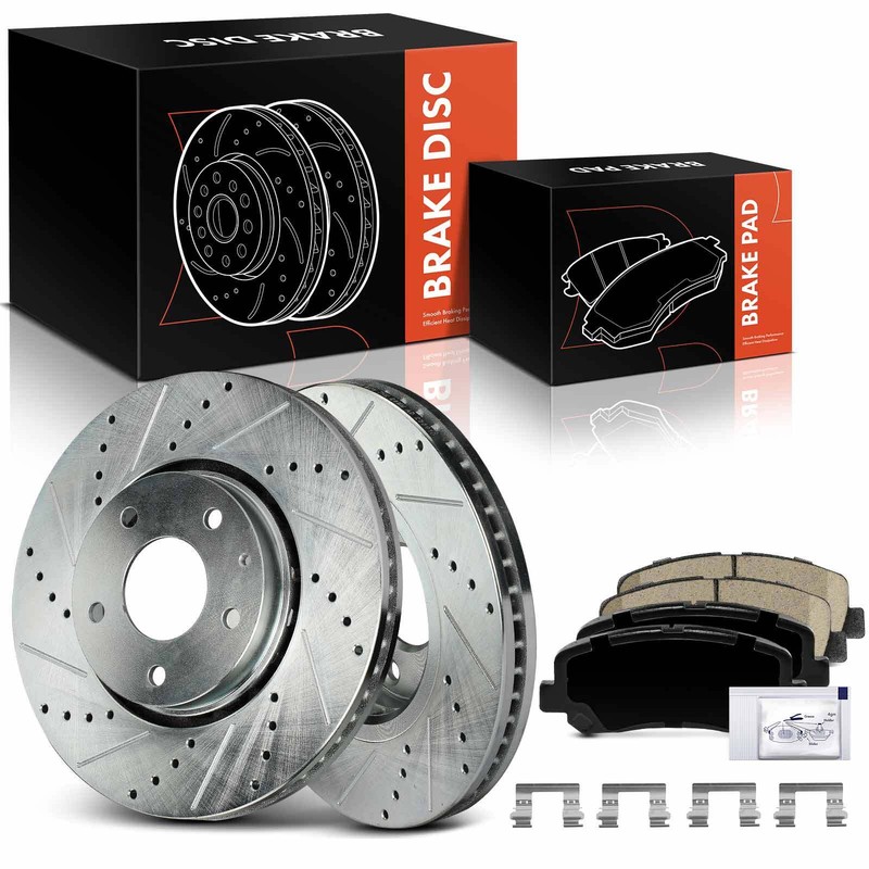 6x Front Driver & Passenger Drilled Brake Rotor & Brake Pad for Mazda CX-5 16-21