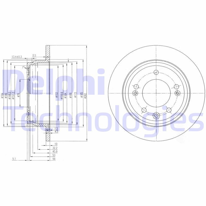 Delphi BG4082C Rear Axle Solid Brake Disc Set 262mm Fits Hyundai and KIA gallery