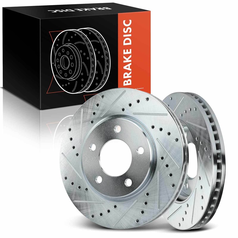 2x Drilled Brake Rotors for Dodge Caravan 2001-2007 Chrysler Voyager 2003 Front