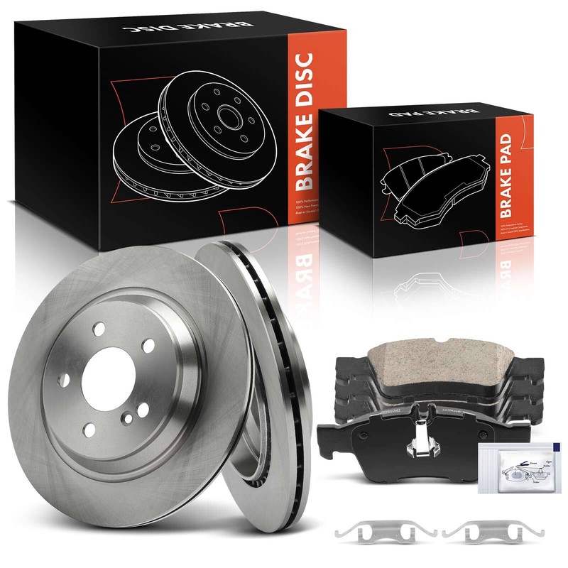 6Pcs Disc Rotors & Ceramic Brake Pad for Mercedes-Benz S430 2003-2006 S500 Rear