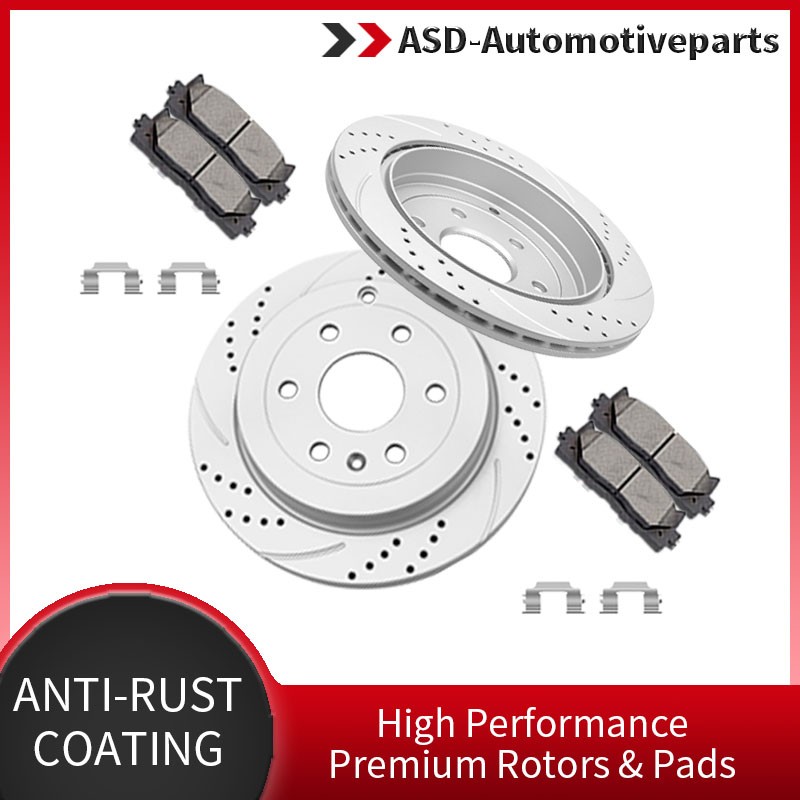 6 Lugs REAR Discs Rotors Brake Pads for Chevy Traverse GMC Acadia Buick Enclave