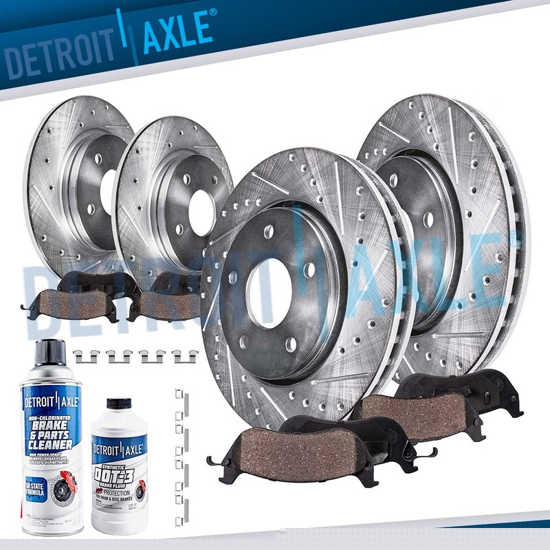 Front Rear Drilled Rotors Ceramic Brake Pad for 05-09 LaCrosse Allure Grand Prix