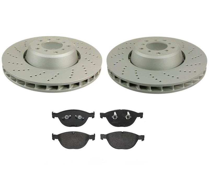 SHW OEM Front Brake Kit 374mm Disc Rotors Low-Met Pads for BMW E60 M5 E63 E64 M6