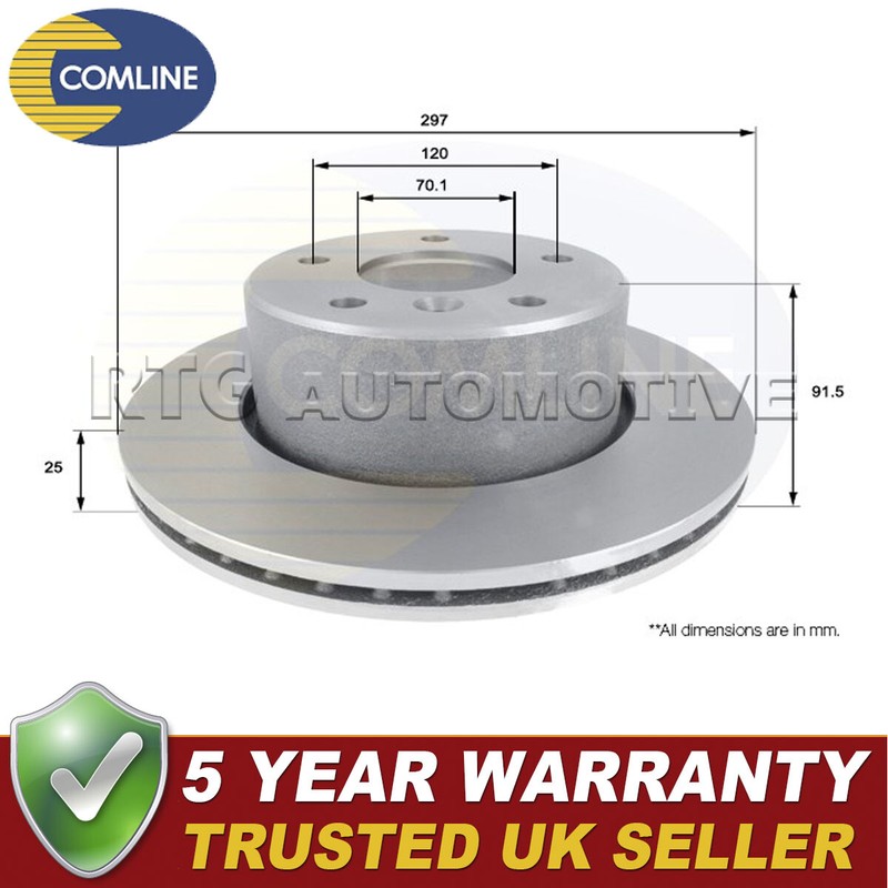 Comline Front Brake Disc Fits Land Rover Discovery Range 2.5 TD5 3.9 4.4 #1