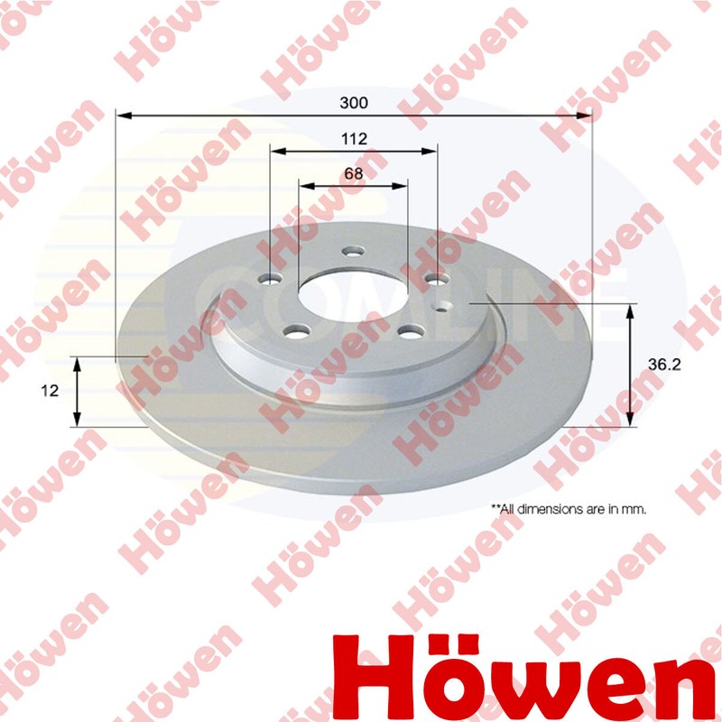 Fits Audi A4 2005- A5 2007- A6 2010- Q5 2008-2017 Brake Disc Rear Howen #1